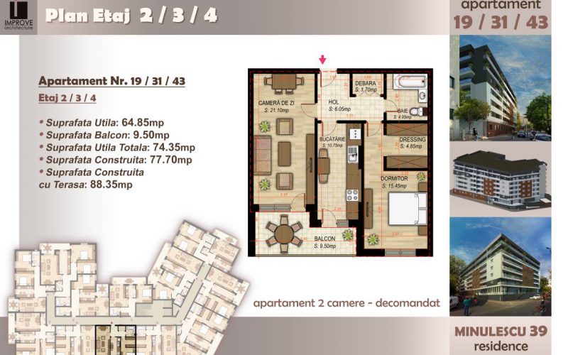 Apartament cu 2 camere Minulescu 39 Residence012