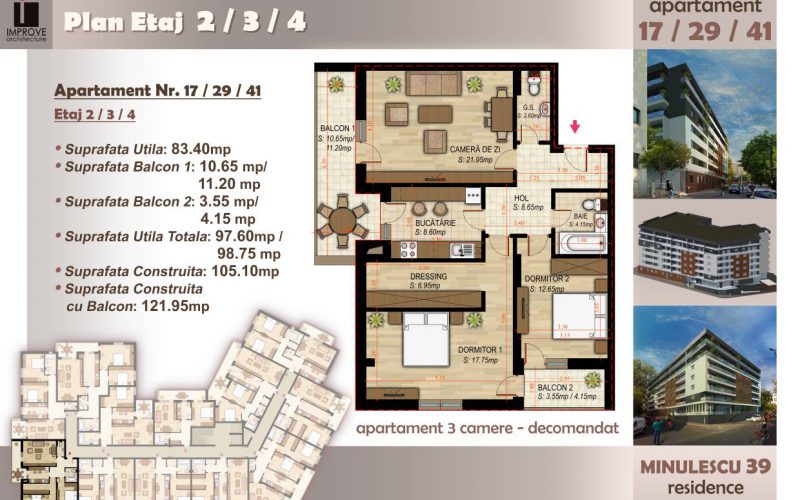 Apartament cu 3 camere Minulescu 39 Residence