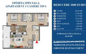 Oferta speciala Policolor residence 3000 euro reducere la apartament cu 3 camere tip3