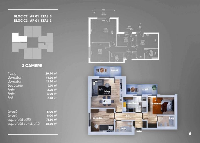 Arena Tower Residence - Plan 2d Apartament 3 Camere 3