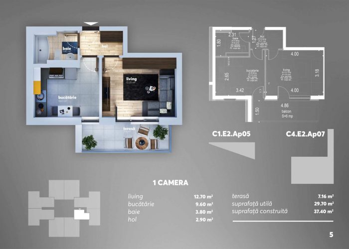 Arena Tower Residence - Plan 2d Apartament Tip Studio 1