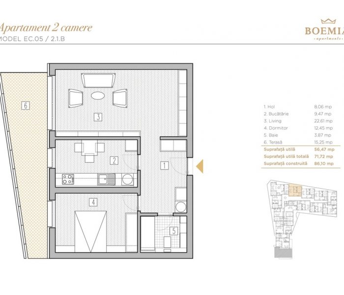 Boemia Apartments - Apartament 2 Camere 015