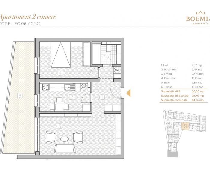 Boemia Apartments - Apartament 2 Camere 016