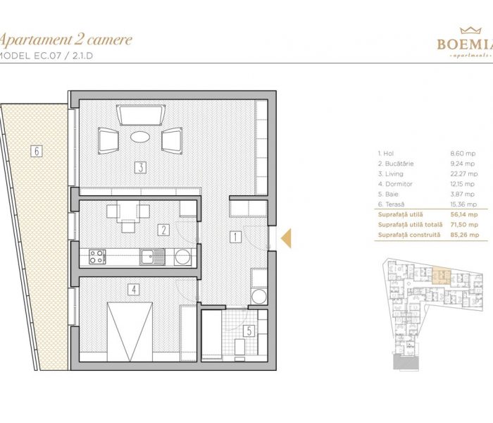Boemia Apartments - Apartament 2 Camere 017