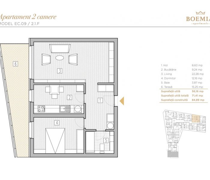 Boemia Apartments - Apartament 2 Camere 019