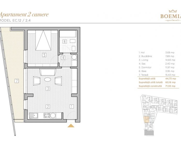 Boemia Apartments - Apartament 2 Camere 021