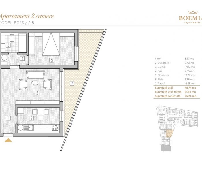 Boemia Apartments - Apartament 2 Camere 022