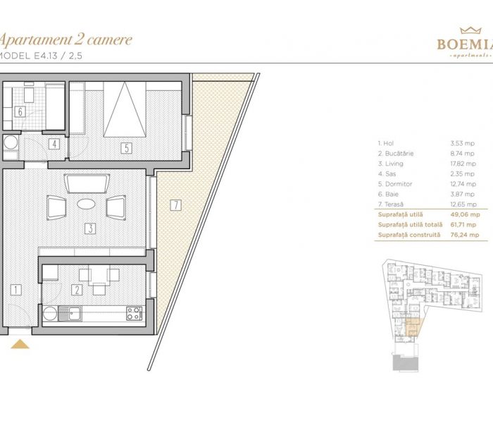 Boemia Apartments - Apartament 2 Camere 023