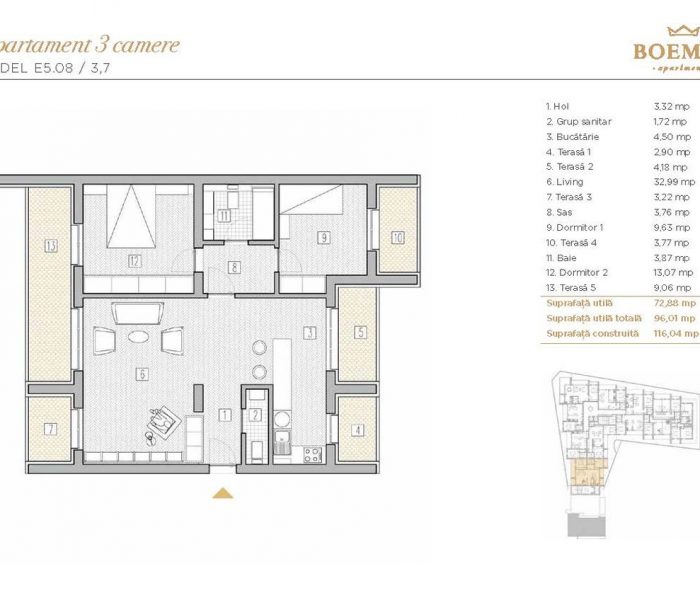 Boemia Apartments - Apartament 3 Camere 004