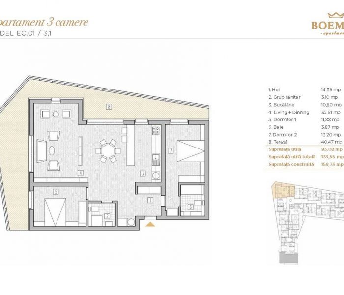 Boemia Apartments - Apartament 3 Camere 005