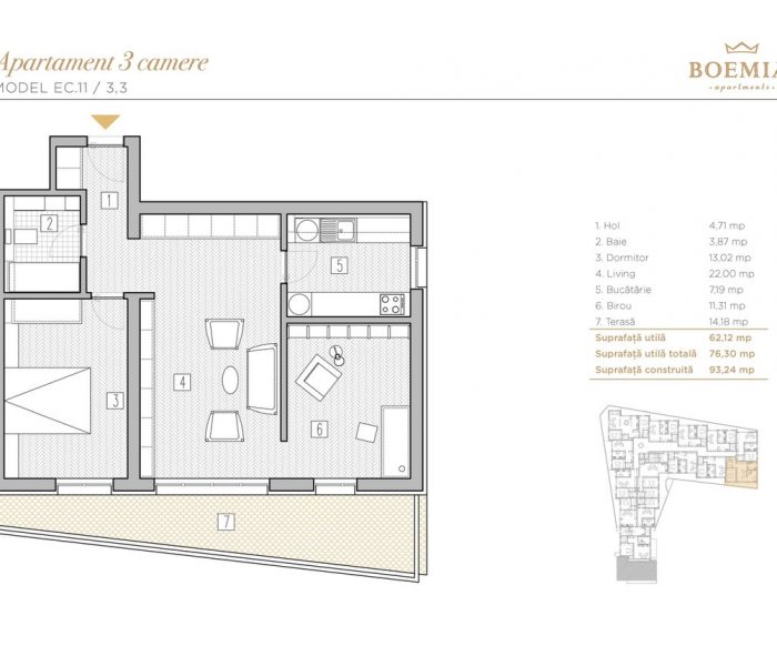 Boemia Apartments - Apartament 3 Camere 007