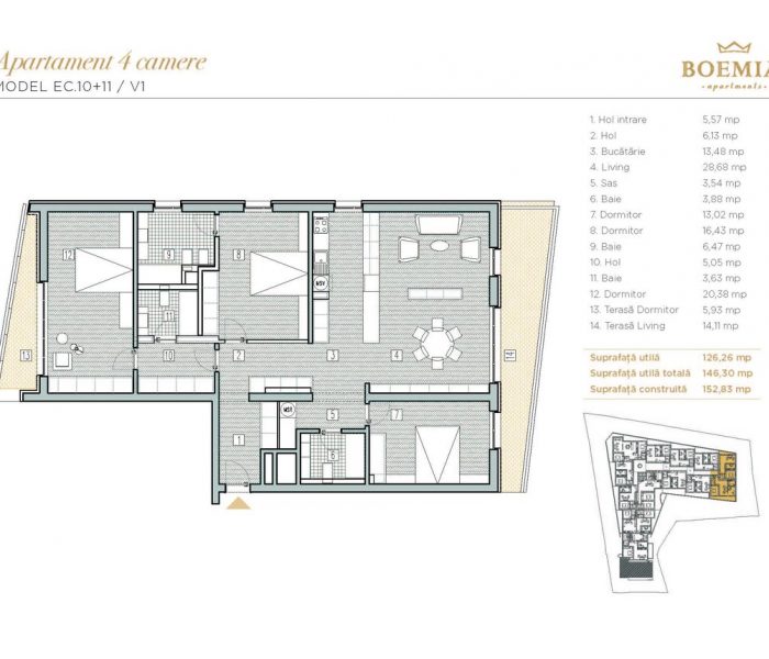 Boemia Apartments - Apartament 4 Camere 001
