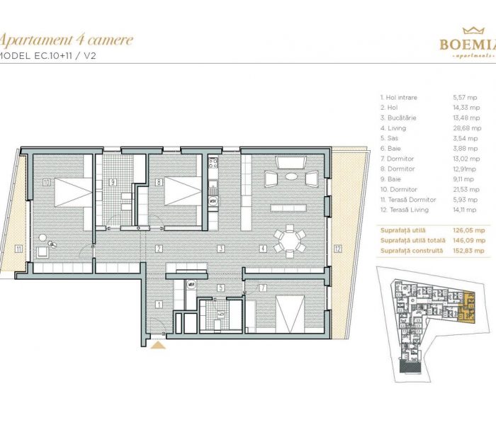 Boemia Apartments - Apartament 4 Camere 002